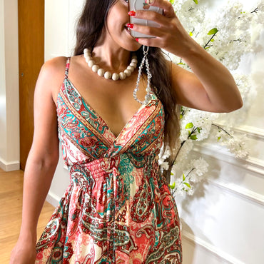 Vestido Acetinado com Padrao