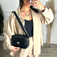 Conjunto Bege Com Riscas Pantalona + Camisa