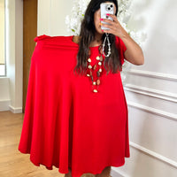 Vestido Midi oversize com folho na manga Vermelho