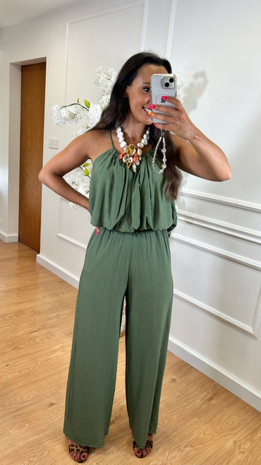 Conjunto Top + Pantalona Verde Seco