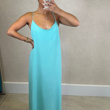 Vestido de Alças Cruzadas Turquesa