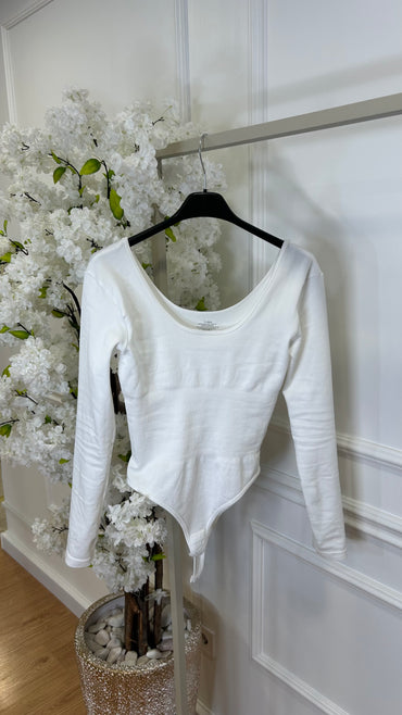Body Modelador Manga Comprida Branco