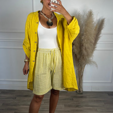 Calção riscas amarelo