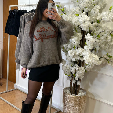 Camisola Malha Hello Beautiful em Taupe