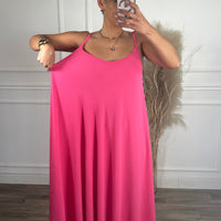 Vestido oversize de alças Rosa