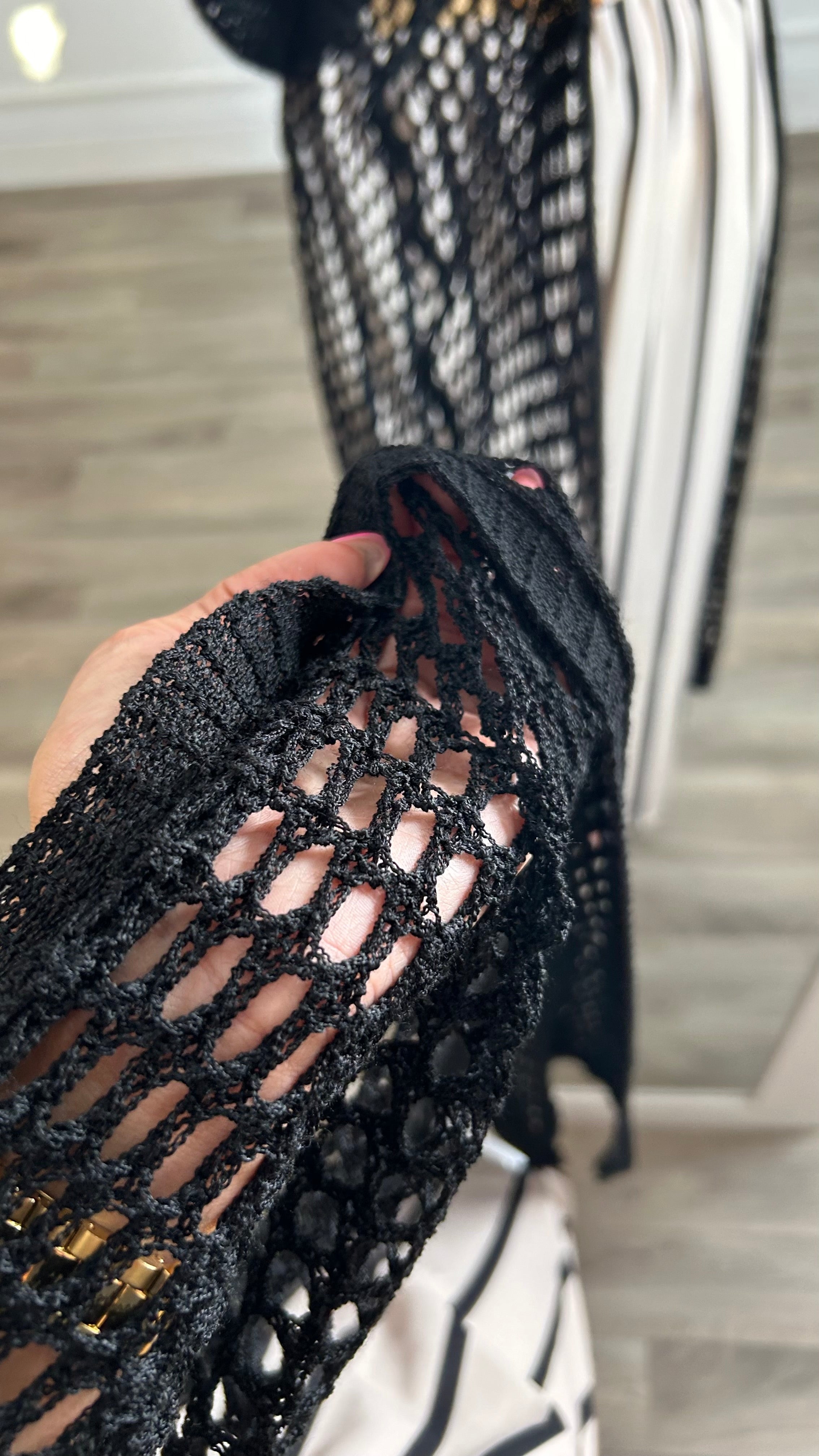 Kimono Preto Crochet