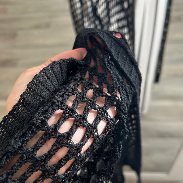 Kimono Preto Crochet