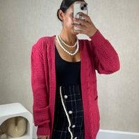 Casaco de malha comprido Rosa