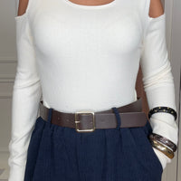 Calça de bombazine com Cinto em Azul Marinho