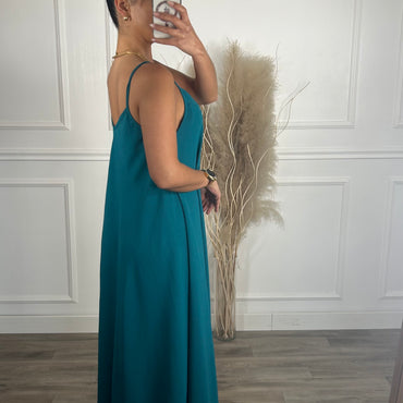 Vestido oversize de alças Azul petróleo