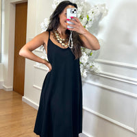 Vestido Midi oversize de alças Preto