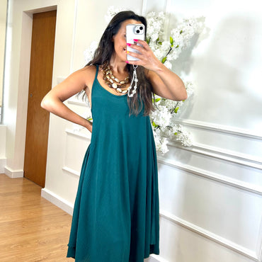 Vestido Midi oversize de alças Verde esmeralda