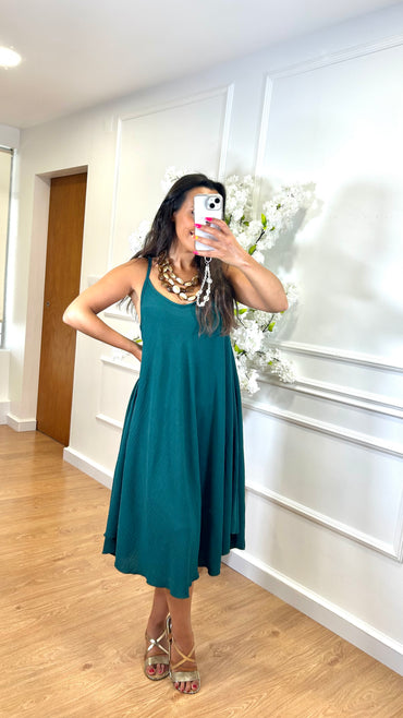 Vestido Midi oversize de alças Verde esmeralda