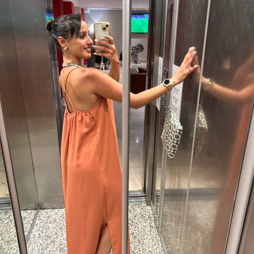 Vestido de Alças Cruzadas Tijolo