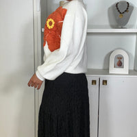 Camisola malha com flor em Branco