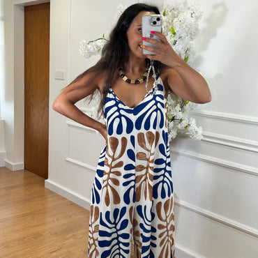 Macacão Lycra Estampado Azul Marinho
