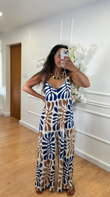 Macacão Lycra Estampado Azul Marinho