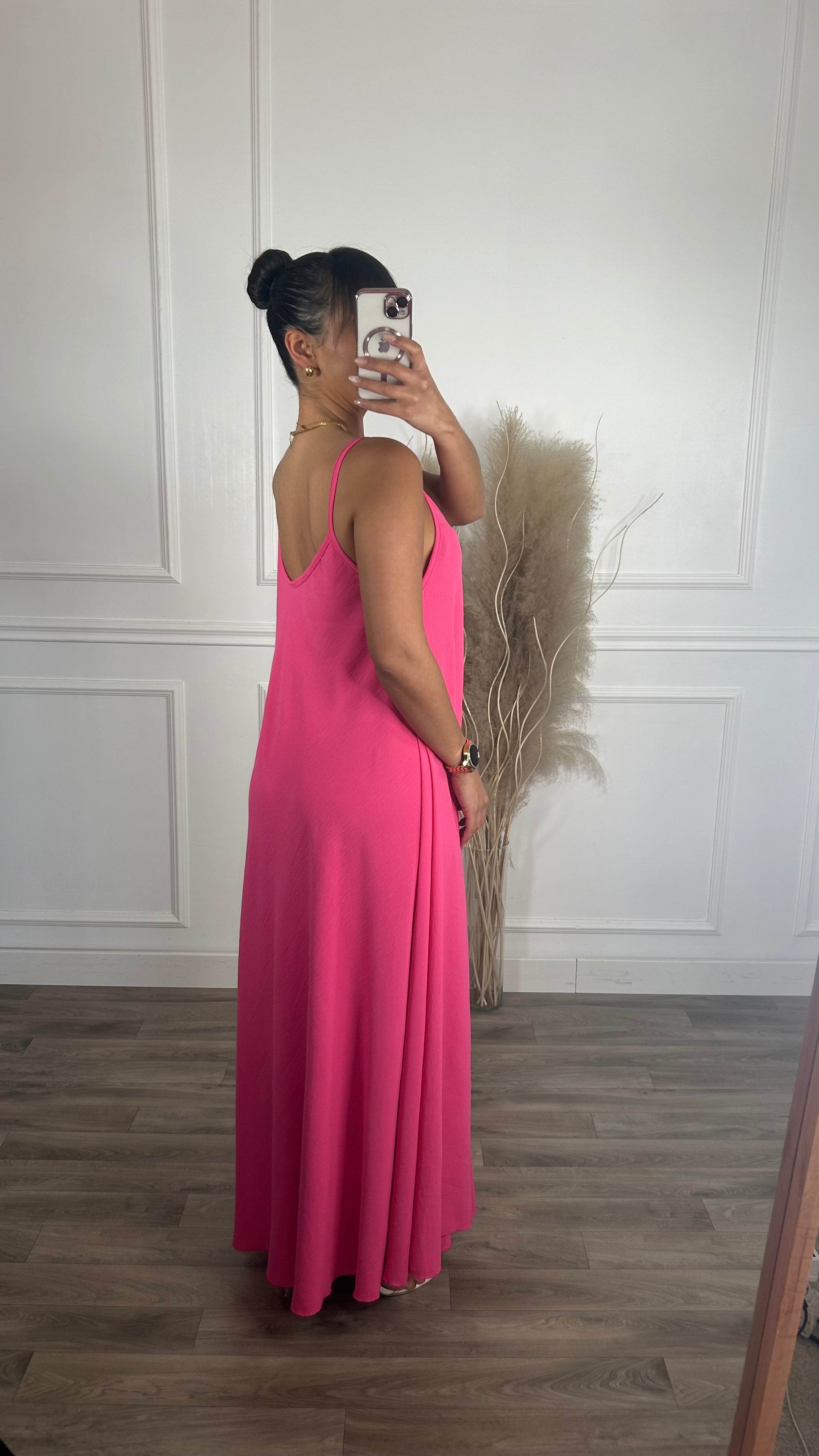 Vestido oversize de alças Rosa