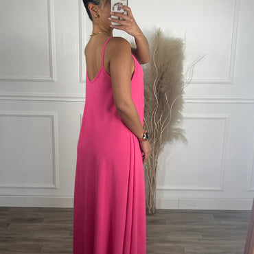 Vestido oversize de alças Rosa