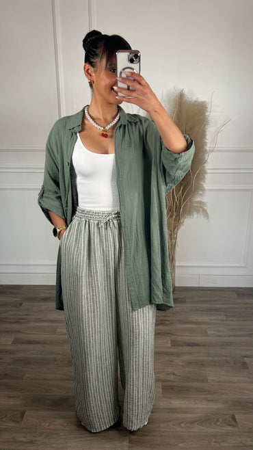 Pantalona riscas verde tropa