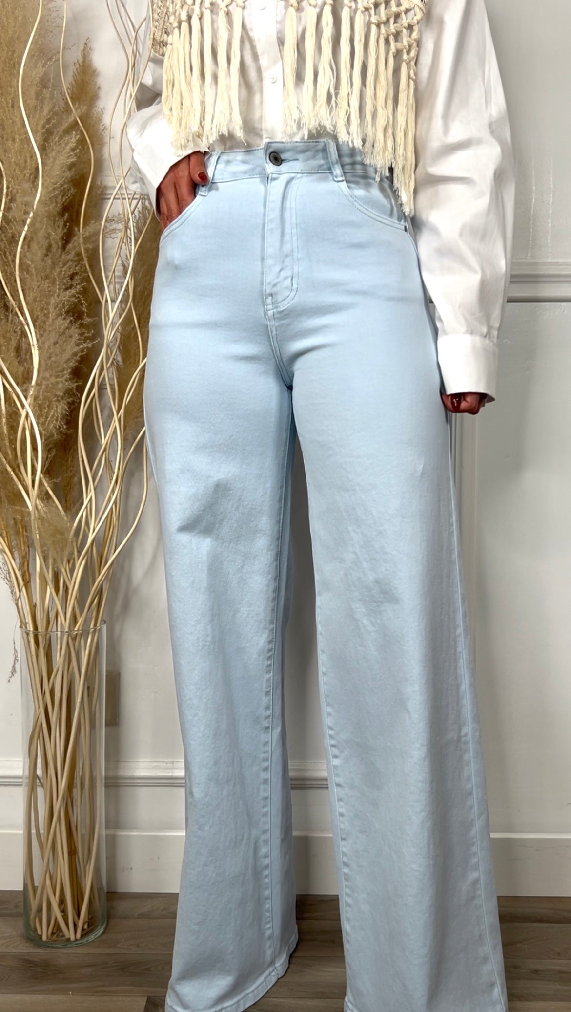 Calça de Ganga Wide Leg REDIAL azul bebé