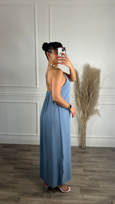 Vestido de Alças Cruzadas Azul