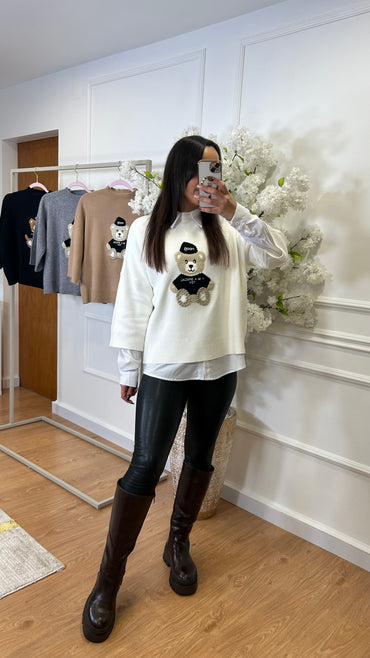 Camisola malha Urso Branco