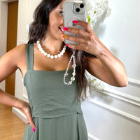 Vestido Riscas Horizontais em Verde Seco