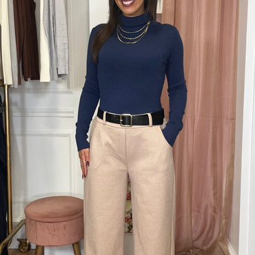 Calça Pele de Pêssego com cinto Camel