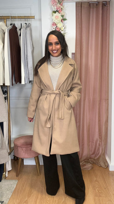 Casaco de Fazenda Midi Camel Texturado