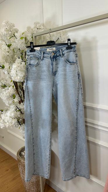 Calça de Ganga Wide Leg REDIAL com tachas