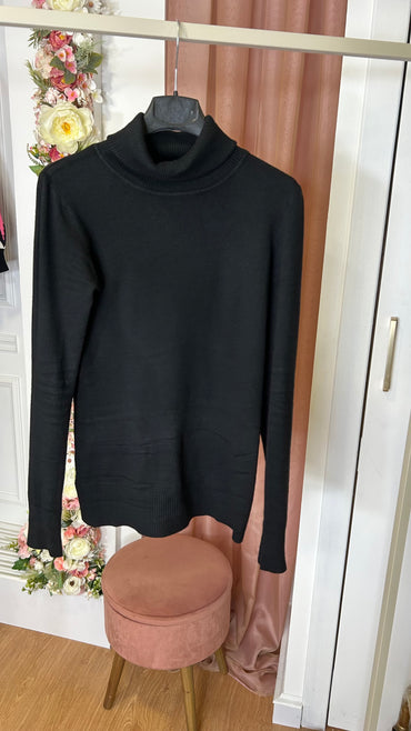 Camisola basica de gola alta preta