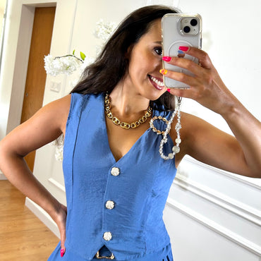 Conjunto colete + Pantalona Azul