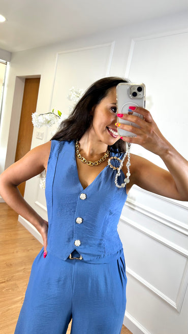 Conjunto colete + Pantalona Azul