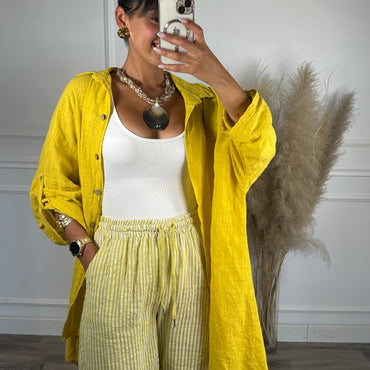 Calção riscas amarelo