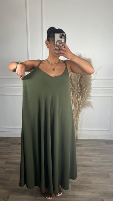 Vestido oversize de alças Verde tropa
