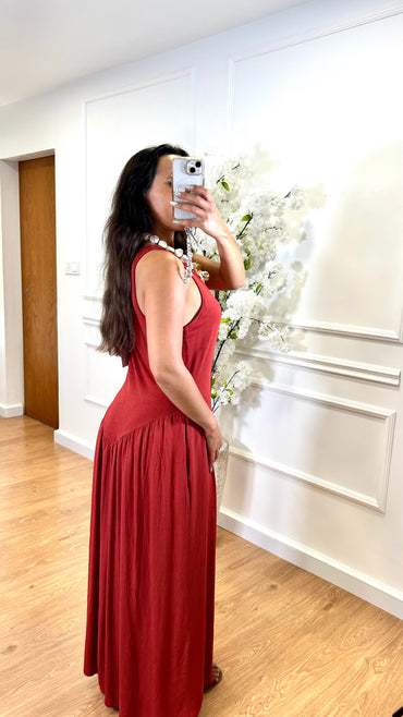 Vestido Cintura Cinderela Tijolo