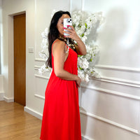 Vestido Midi oversize de alças Vermelho