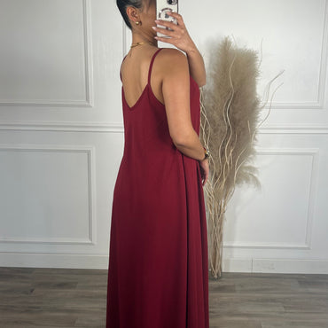Vestido oversize de alças Bordeaux