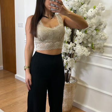 Bralette Rendada Bege