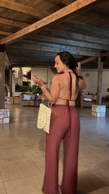 Pantalona com brilhos Bordo
