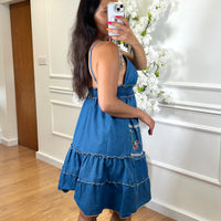 Vestido "Ganga" 100% Algodao com flores vermelhas