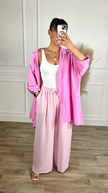 Pantalona riscas rosa