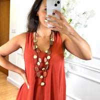 Vestido Midi com alça larga Tijolo
