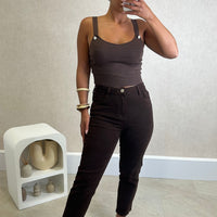 Calça Redial Mom Jeans Castanha