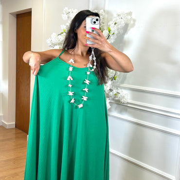 Vestido oversize de alças Verde Bandeira