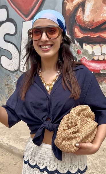 Camisa de apertar com nó Azul marinho