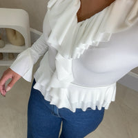 Blusa com folhos em Branco