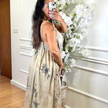 Vestido mesclado Bege