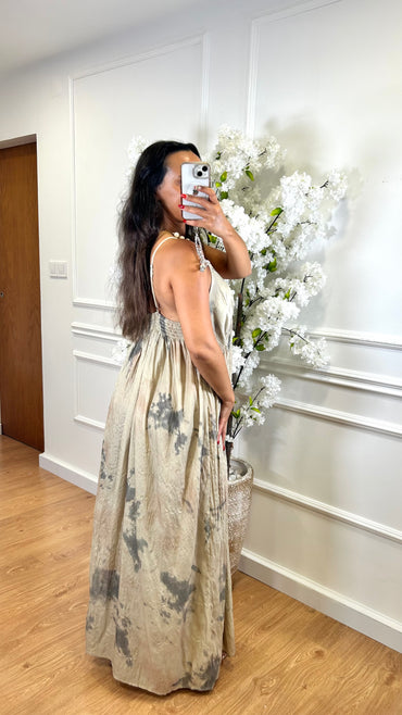 Vestido mesclado Bege